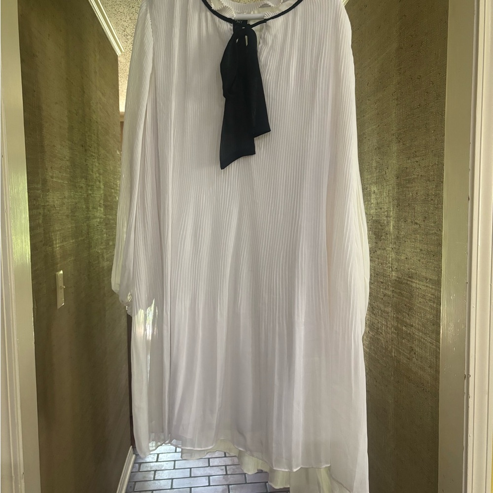 Gorgeous Chiffon DKNY Dress with Black Tie Collar